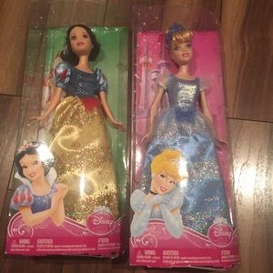 Disney Princess Sparkling Glitter Doll x 2